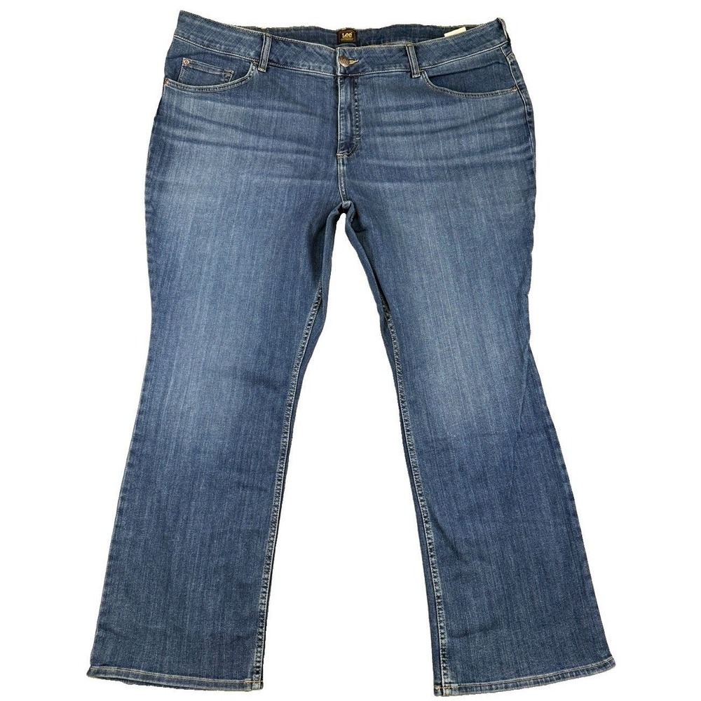 NWT Lee Plus Size Mid Rise Bootcut Blue Denim Stretch Jeans 26W Everyday Comfort